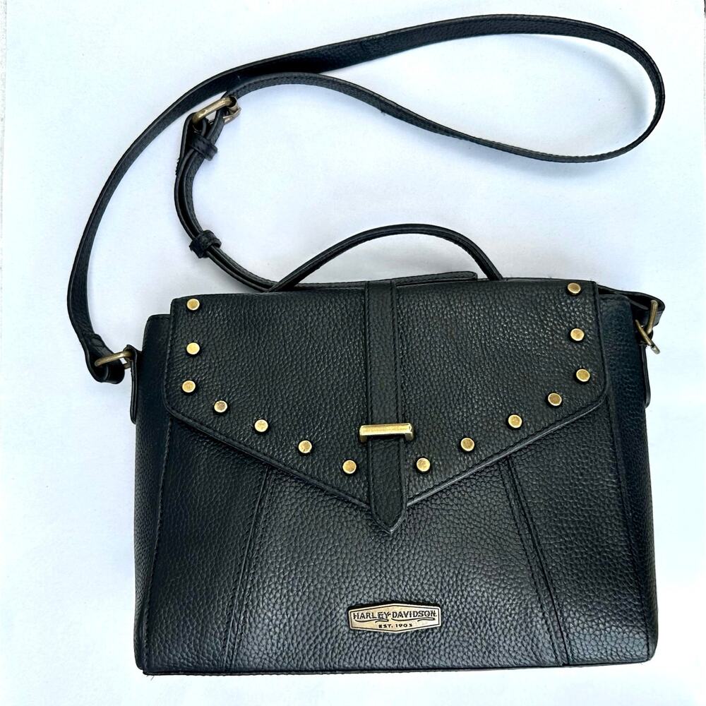 Harley-Davidson Midnight Rider Shoulder Bag Black Genuine Leather Crossbody HD